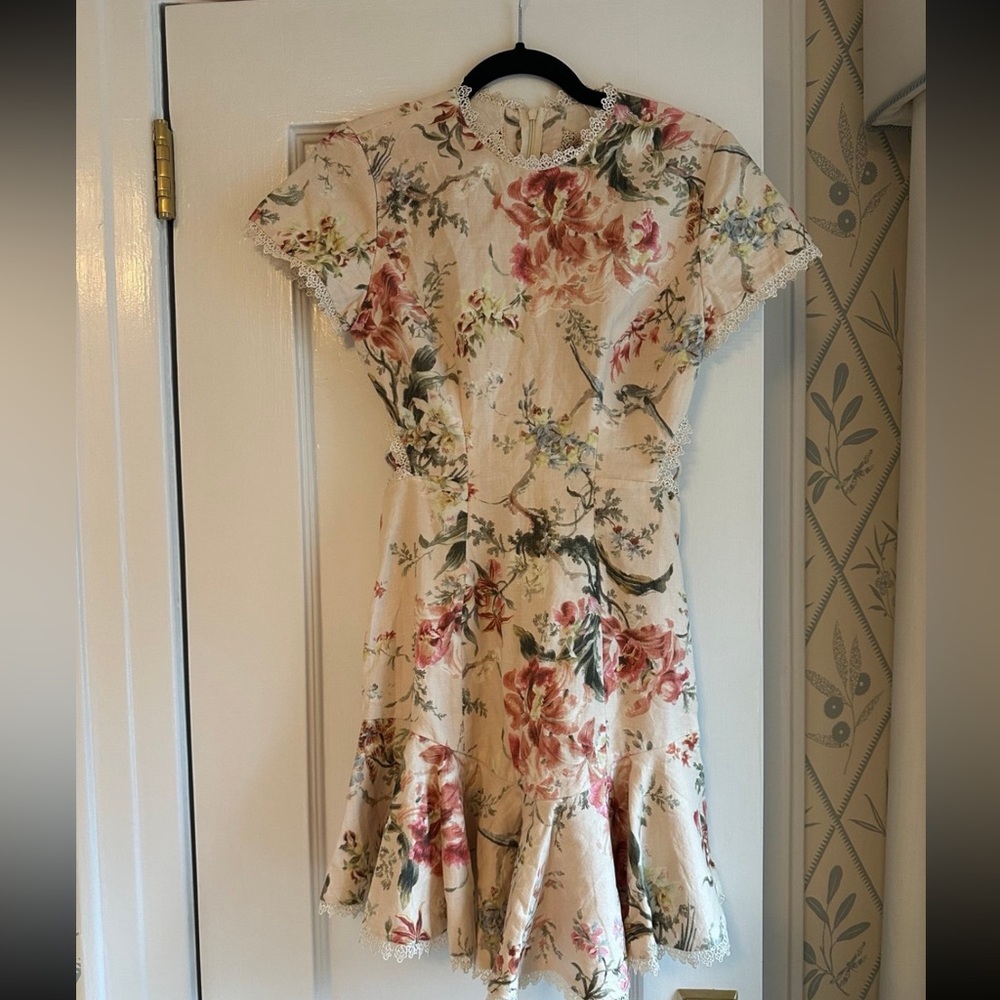Zimmermann Tropicale Lattice Dress, Blush size 0 in EUC